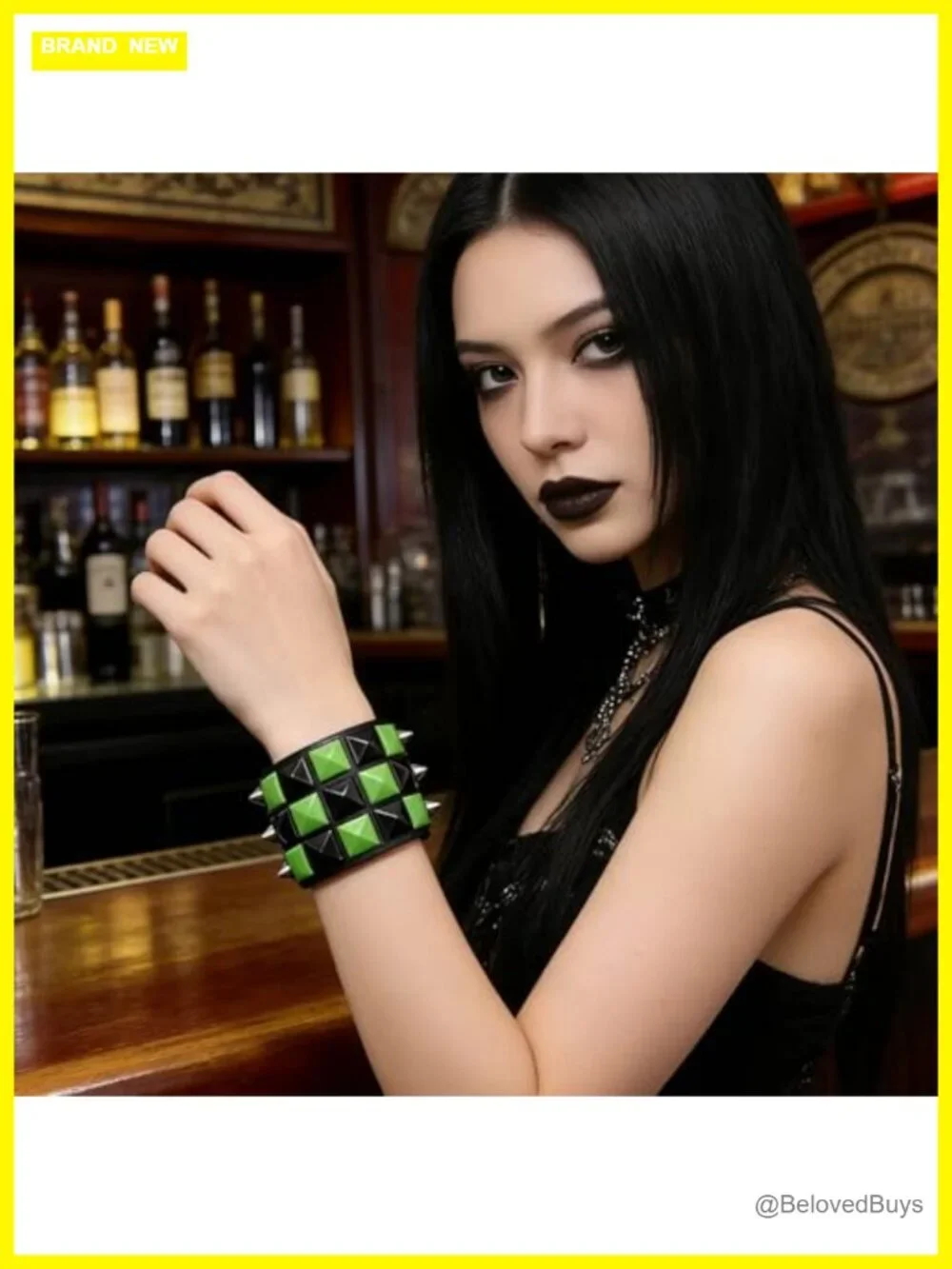 3 Pcs Adjustable Punk Studded Faux Leather Gothic Bracelet Set